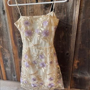 Lucy in the Sky “amari gold floral dress”